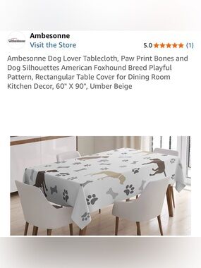 Neutral Tones Fun Rectangular Dog Lovers Tablecloth 60”x90” Machine Washable